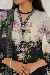 Aizal Stitched 3 Piece Printed Lawn Suit-D-649-Black