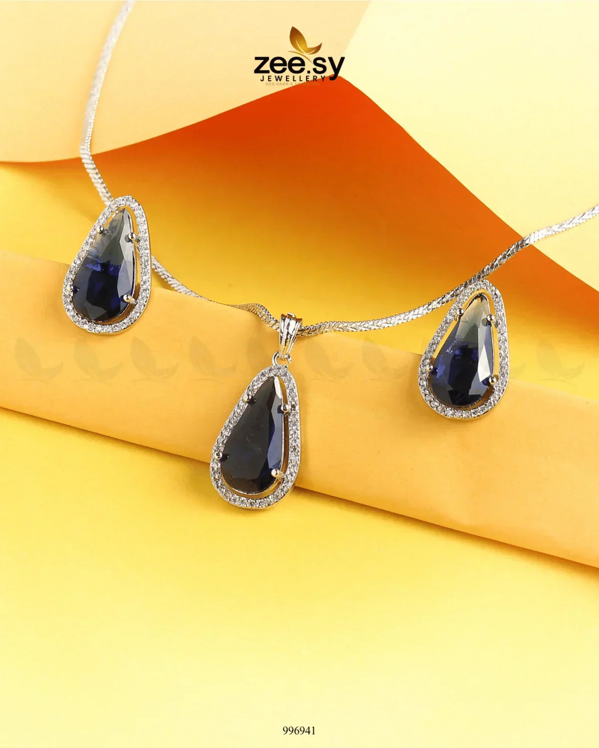 Nova Pendant Set Dark Blue - Zeesy Jewellery