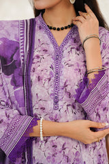 Aizal Stitched 3 Piece Printed Lawn Suit-D-650-Lilac