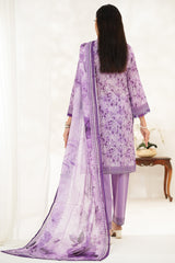 Aizal Stitched 3 Piece Printed Lawn Suit-D-650-Lilac