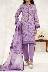 Aizal Stitched 3 Piece Printed Lawn Suit-D-650-Lilac