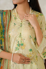 Aizal Stitched 3 Piece Printed Lawn Suit-D-651-Cream