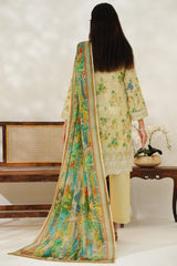 Aizal Stitched 3 Piece Printed Lawn Suit-D-651-Cream