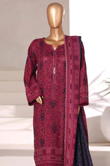 Sada Bahar Stitched 3 Piece Printed Khaddar Vol-02 Suit-KD-PR-6548-Magenta