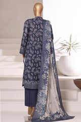 Sada Bahar Stitched 3 Piece Printed Khaddar Vol-02 Suit-KD-PR-6554-Blue
