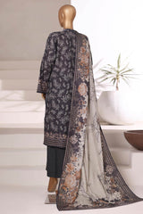Sada Bahar Stitched 3 Piece Printed Khaddar Vol-02 Suit-KD-PR-6556-Black