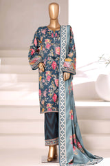 Malika By Sada Bahar Stitched 3 Piece Khaddar Vol-02 Suit-MK-6568-Sea Green