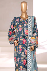 Malika By Sada Bahar Stitched 3 Piece Khaddar Vol-02 Suit-MK-6568-Sea Green