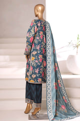 Malika By Sada Bahar Stitched 3 Piece Khaddar Vol-02 Suit-MK-6568-Sea Green