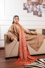 Modern Modesty By G Basics Gulmina Stitched 3 Piece Winter Suit-STONE GRAY (3PC)
