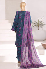 Sada Bahar Stitched 3 Piece Emb Khaddar Fall Suit-EMB-6841-Navy Blue