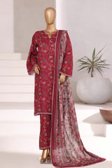 Sada Bahar Stitched 3 Piece Emb Khaddar Fall Suit-EMB-6843-Maroon