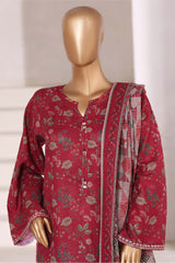 Sada Bahar Stitched 3 Piece Emb Khaddar Fall Suit-EMB-6843-Maroon