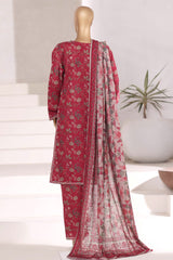 Sada Bahar Stitched 3 Piece Emb Khaddar Fall Suit-EMB-6843-Maroon