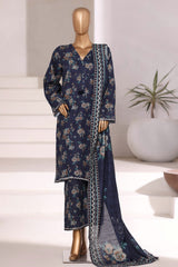 Sada Bahar Stitched 3 Piece Emb Khaddar Fall Suit-EMB-6845-BLUE