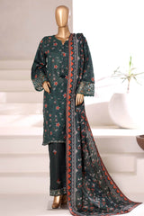 Malika By Sada Bahar Stitched 3 Piece Khaddar Vol-02 Suit-MK-6868-Bottle Green