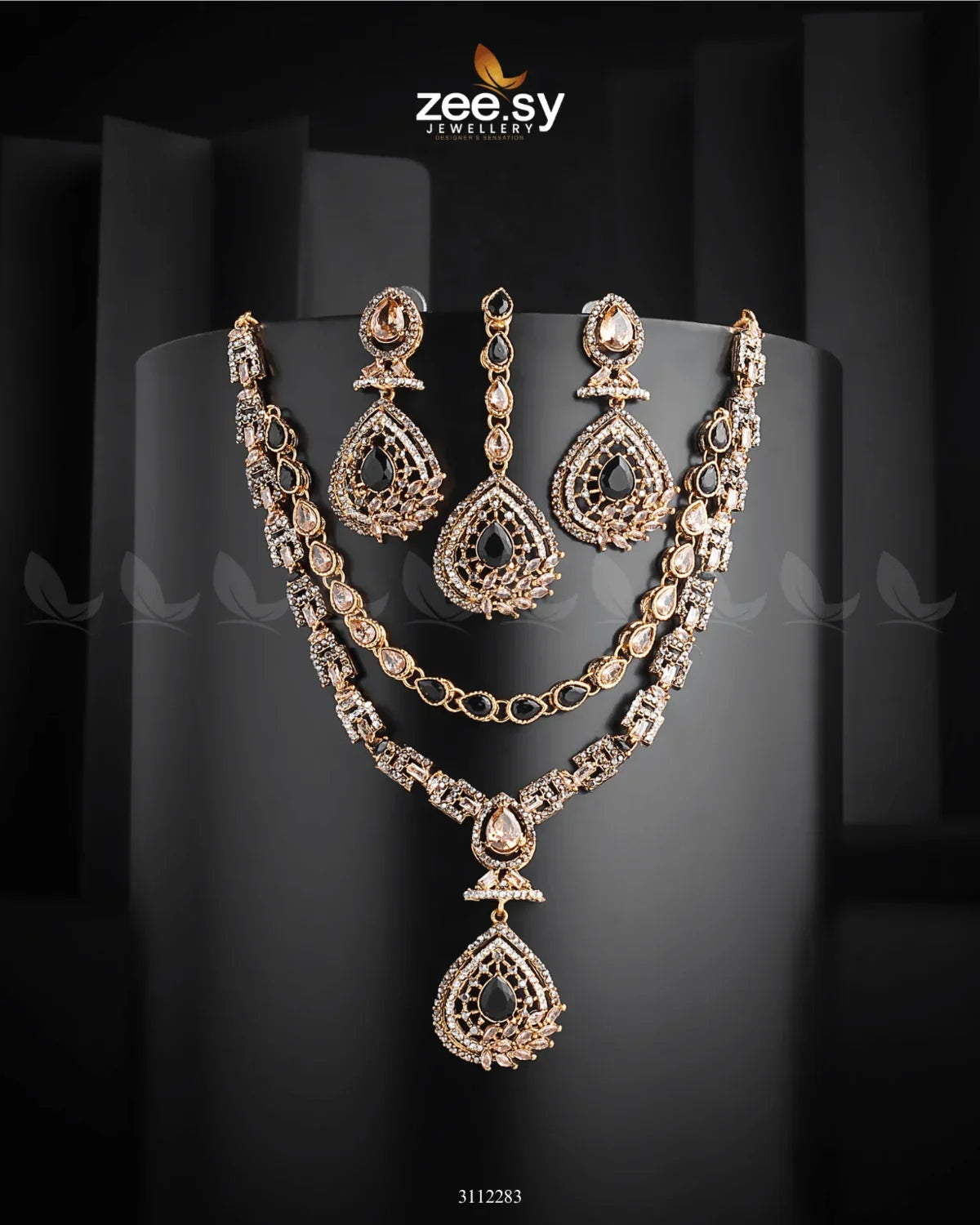 Zinnia Necklace Sets Golden Black - Zeesy Jewellery