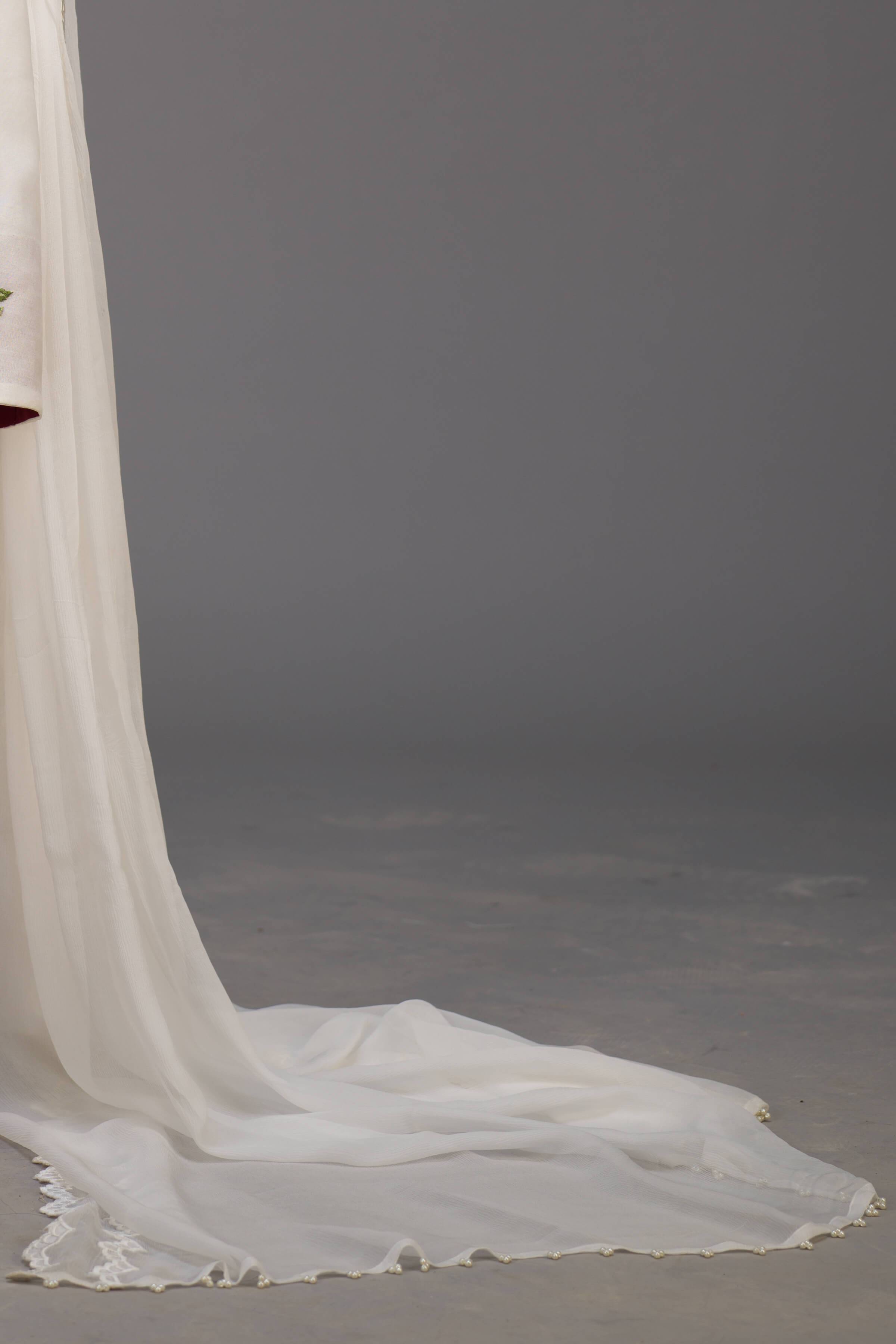 Zaaviay Stitched Chiffon Embroidered Dupatta