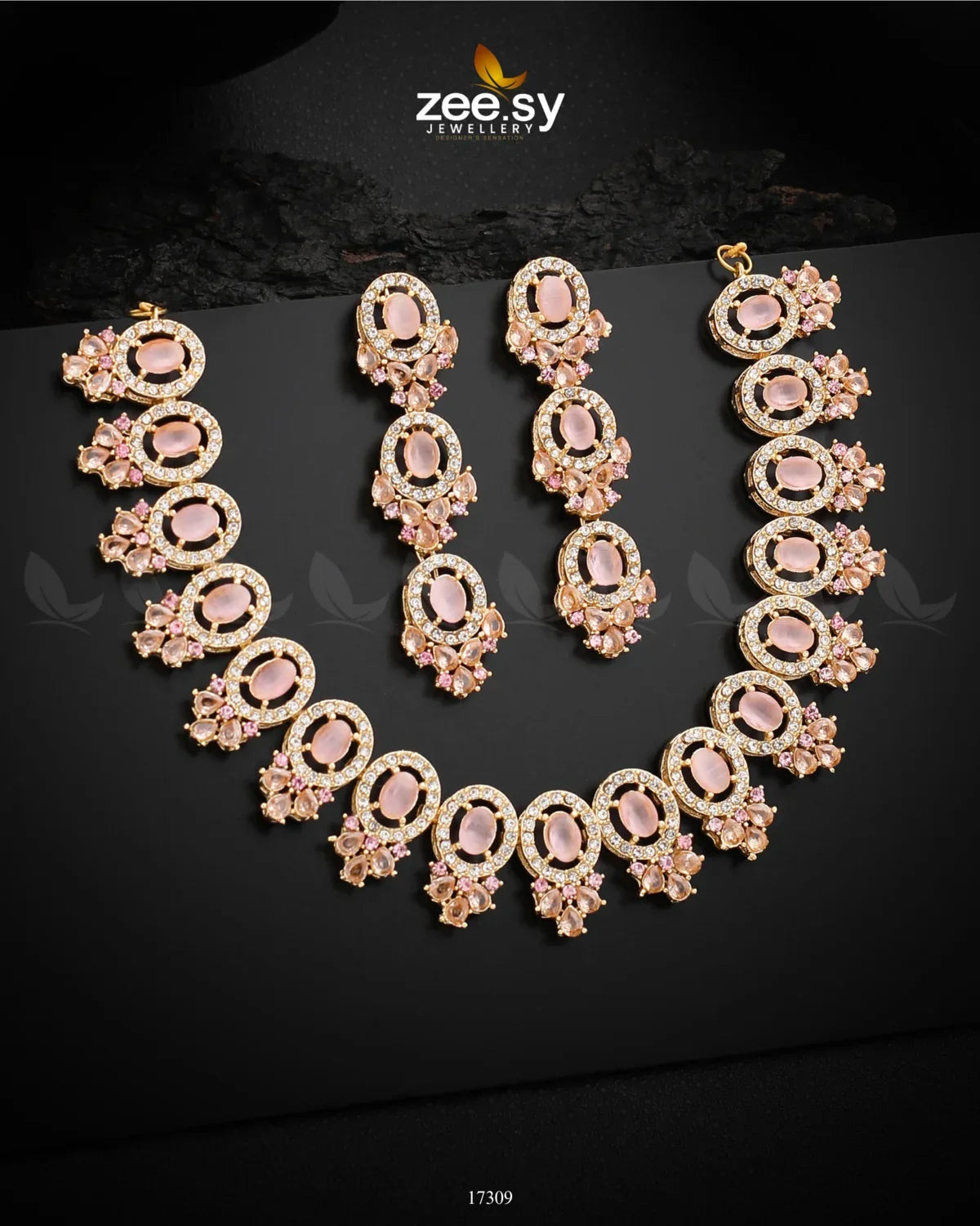 Embellished Necklace Pink - Zeesy Jewellery