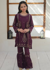 Khanak Stitched Kids-Plum Purple Gharara Suit KST 142
