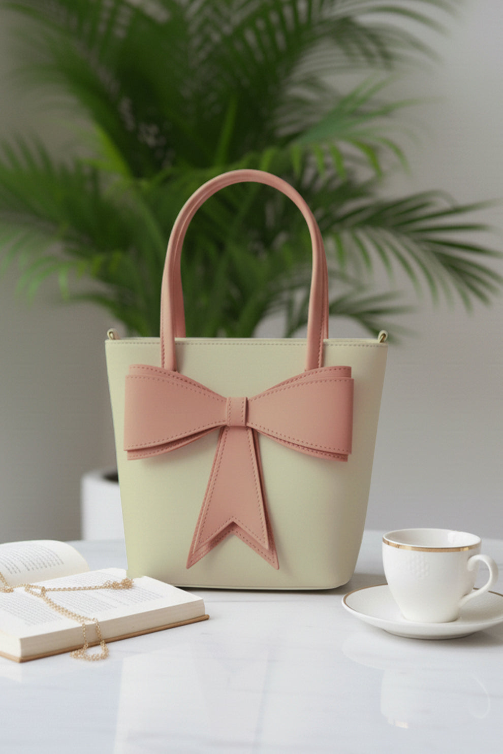 Fineur Carryme Beige and brown Tote Bags | Cute Bow High Quality Bag Just for 1999.