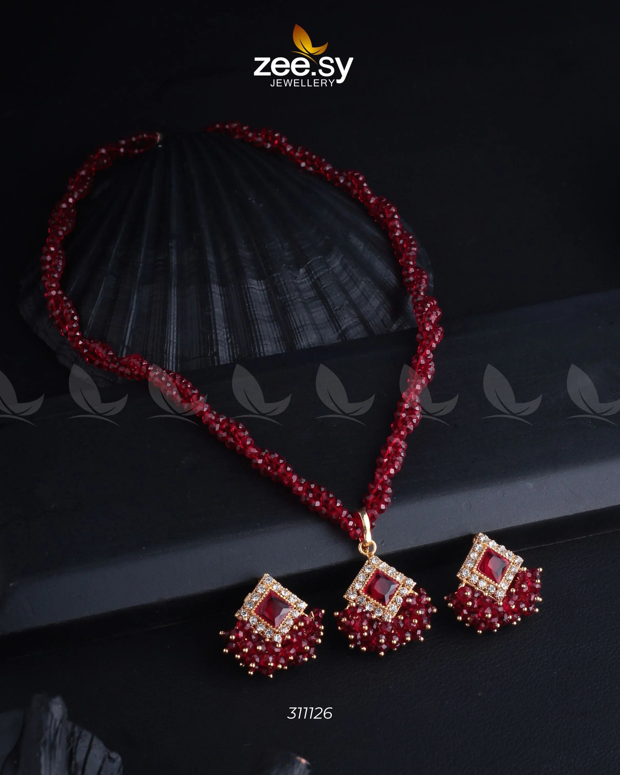 Pendant Necklace Golden Red - Zeesy Jewellery