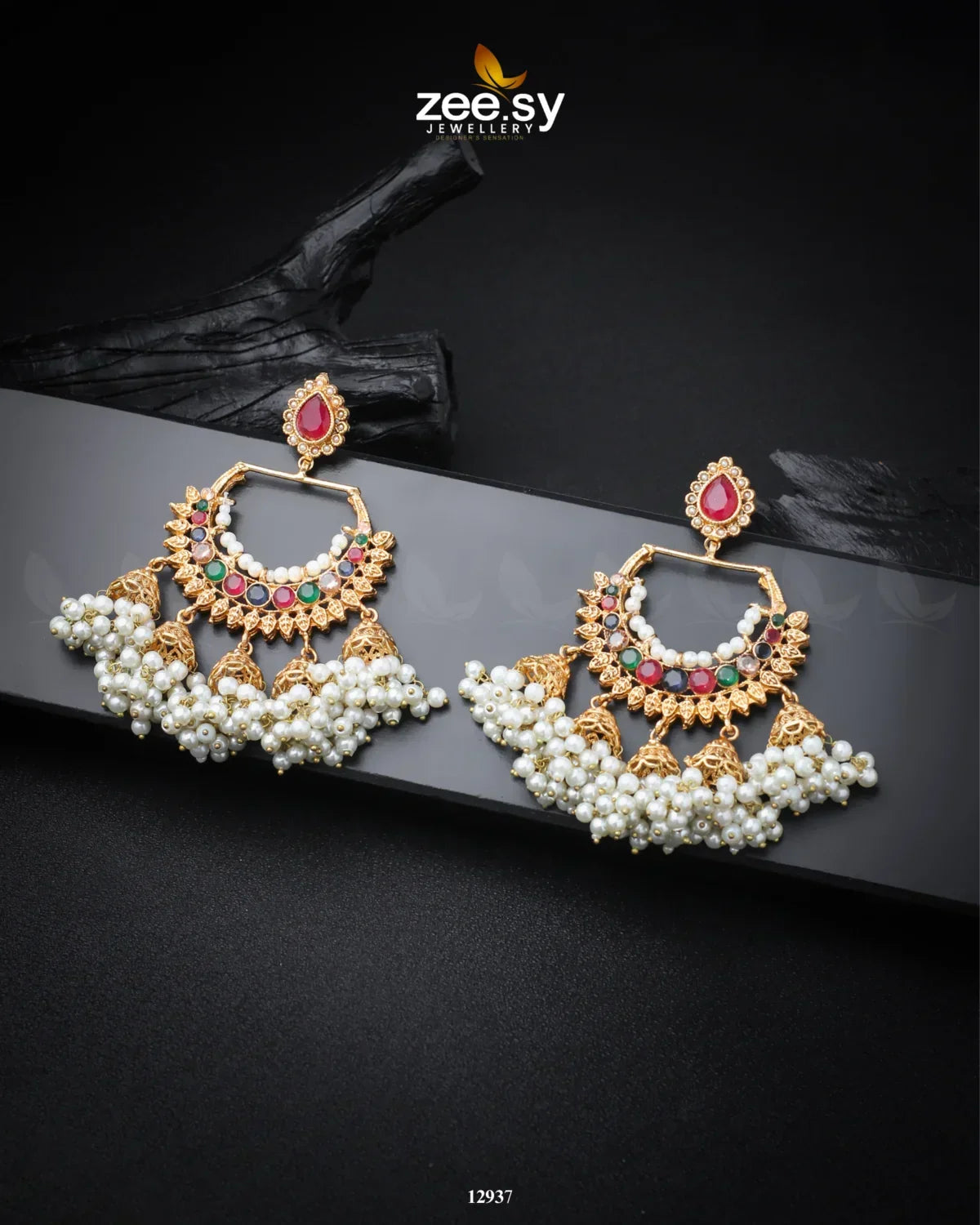 Shumaila's Earrings Golden Multi - Zeesy Jewellery
