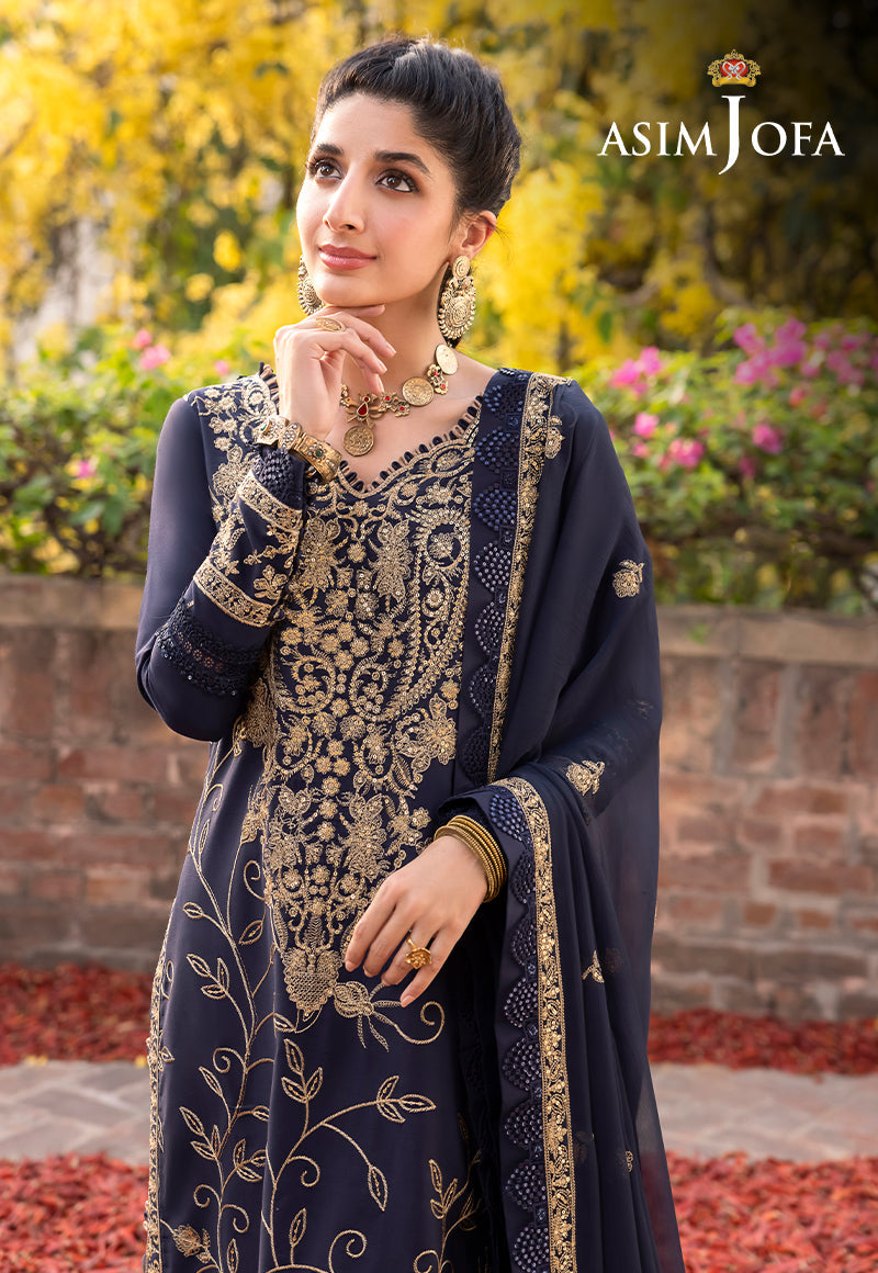 Asim Jofa Shadow Work '23 Ajsw-15 Embroidered Lawn Silk 3 Pcs