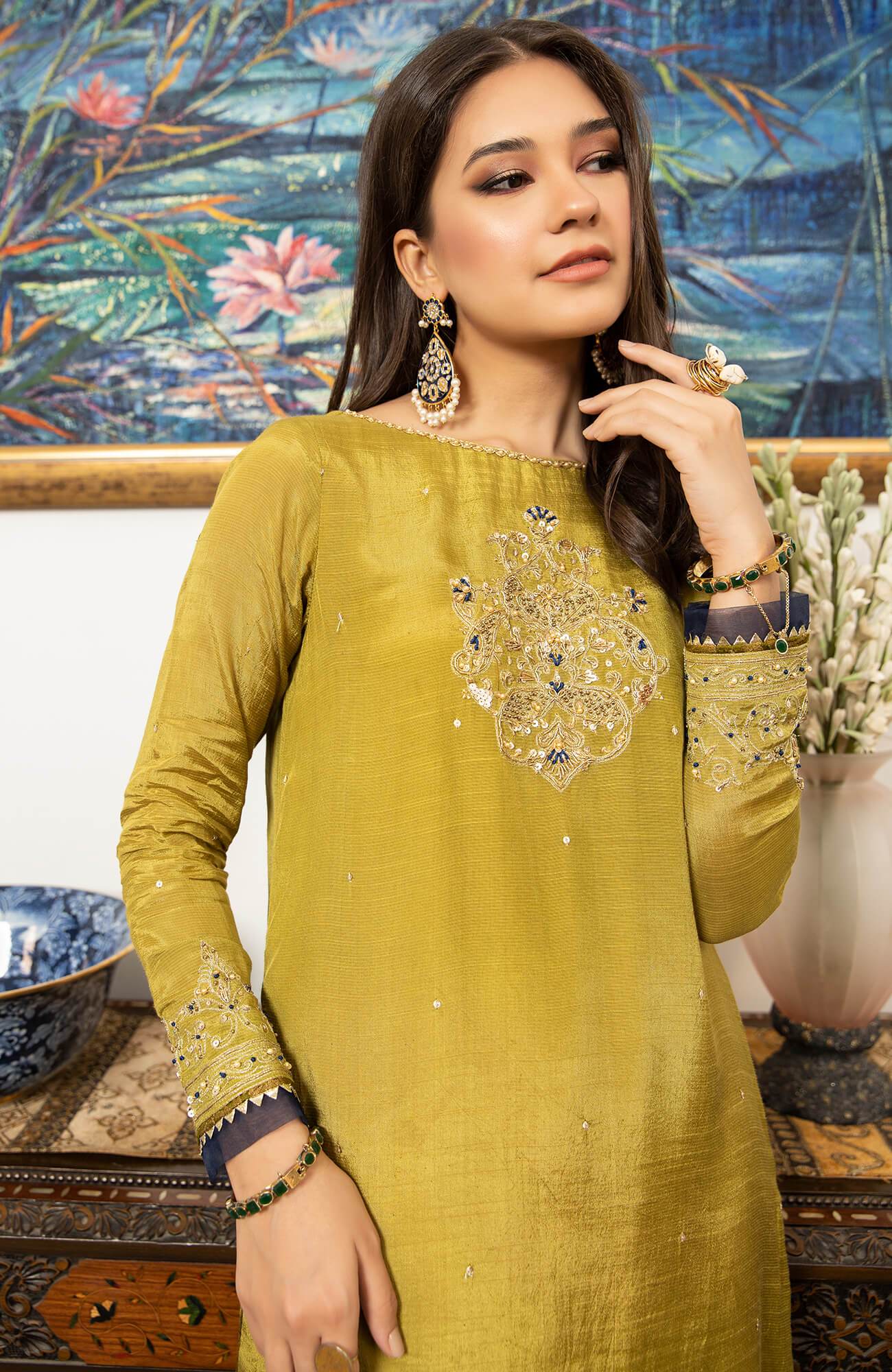 Joy Pret By Zaaviay Stitched Sabz Roshan (Kurti Only)