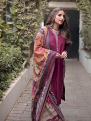 TNG Stitched 2 Piece Cotton Lawn Collection'2024-Crimson (Reddish Maroon)