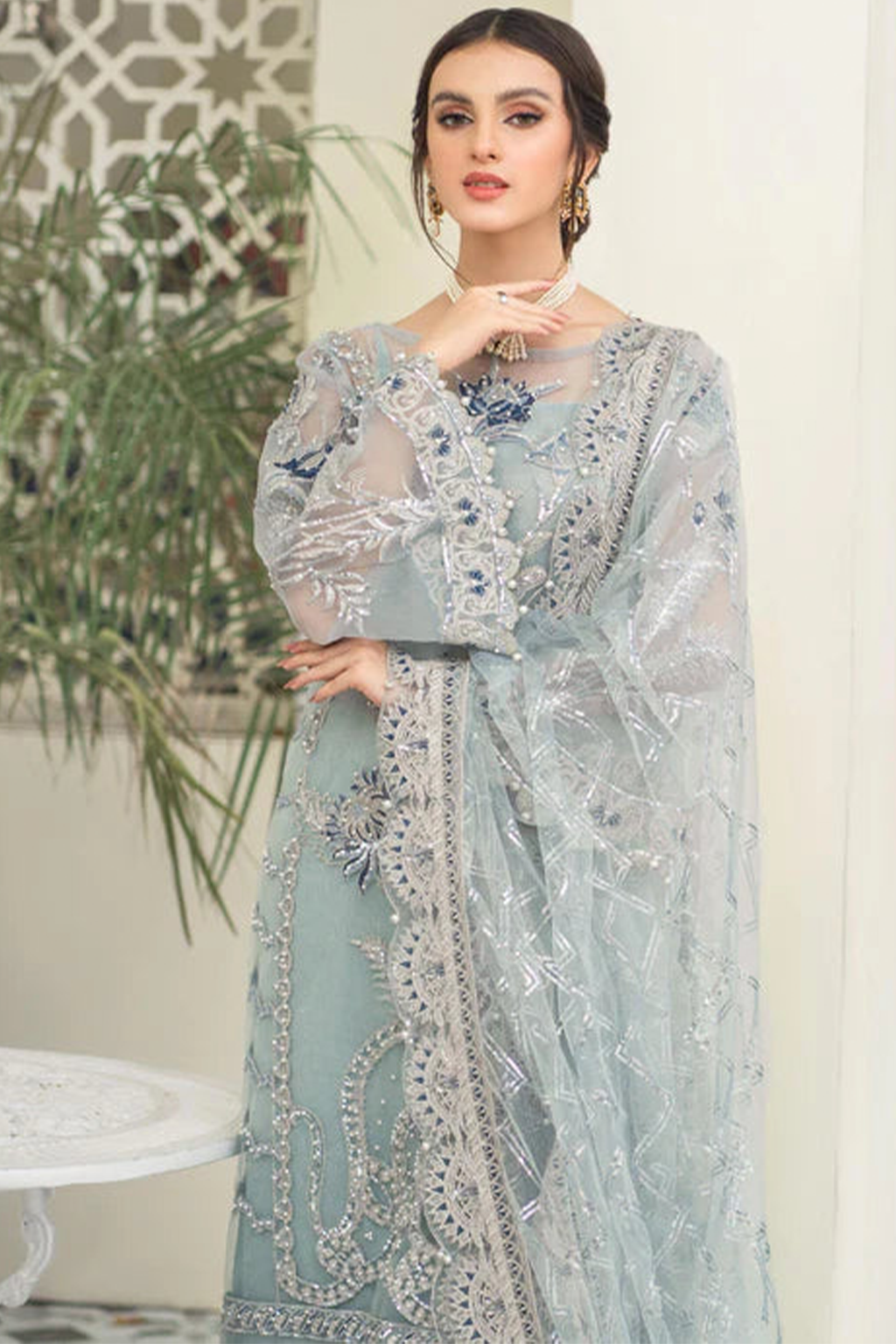 Meeral Unstitched 3 Piece Luxury Formals Pret Collection'2025-Falak - Meeral Luxe