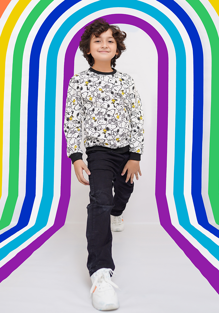 Fleece Printed Sweatshirt - Wear Ochre