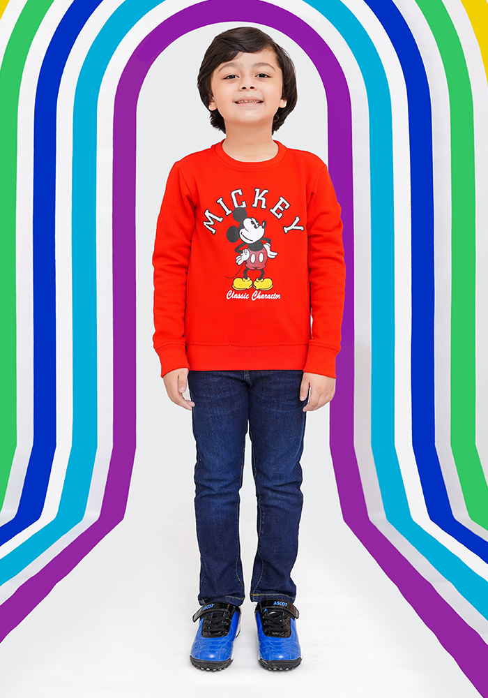 Fleece Printed Sweatshirt - Wear Ochre