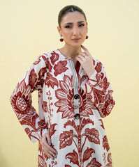 Falling Pretty By Kaanthaa Stitched 2 Piece Summer Suit-Crimson Whirl