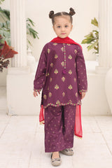 Shanzey Stitched 3 Piece Printed Cotton Suit-SHK-7003-Purple