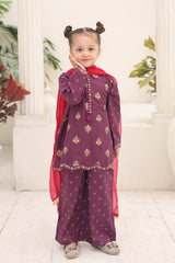 Shanzey Stitched 3 Piece Printed Cotton Suit-SHK-7003-Purple