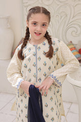 Shanzey Stitched 3 Piece Printed Cotton Suit-SHK-7005-Off White