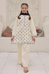 Shanzey Stitched 3 Piece Printed Cotton Suit-SHK-7005-Off White
