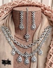 Made For Her-Moonstone Zircon Necklace Set - KFS1055