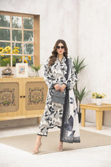 Meerak 3 Piece Emb Khaddar Suit-Midnight Rose