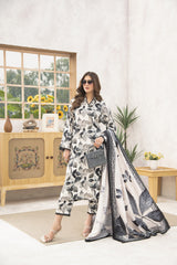 Meerak 3 Piece Emb Khaddar Suit-Midnight Rose