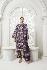Meerak 3 Piece Emb Khaddar Suit-Twilight Lace