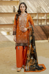 Gul-e-Rang by Meerak Stitched 3 Piece Summer Emb Slub Lawn Suit-MARVI