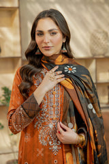 Gul-e-Rang by Meerak Stitched 3 Piece Summer Emb Slub Lawn Suit-MARVI