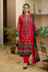 Gul-e-Rang by Meerak Stitched 3 Piece Summer Emb Slub Lawn Suit-MAHROKH