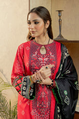 Gul-e-Rang by Meerak Stitched 3 Piece Summer Emb Slub Lawn Suit-MAHROKH