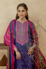 Gul-e-Rang by Meerak Stitched 3 Piece Summer Emb Slub Lawn Suit-ROSHANARA