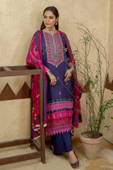 Gul-e-Rang by Meerak Stitched 3 Piece Summer Emb Slub Lawn Suit-ROSHANARA