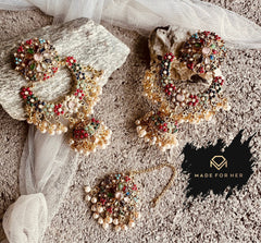 Made For Her-Rang-e-Nauratan Earrings & Tikka - KWA1007