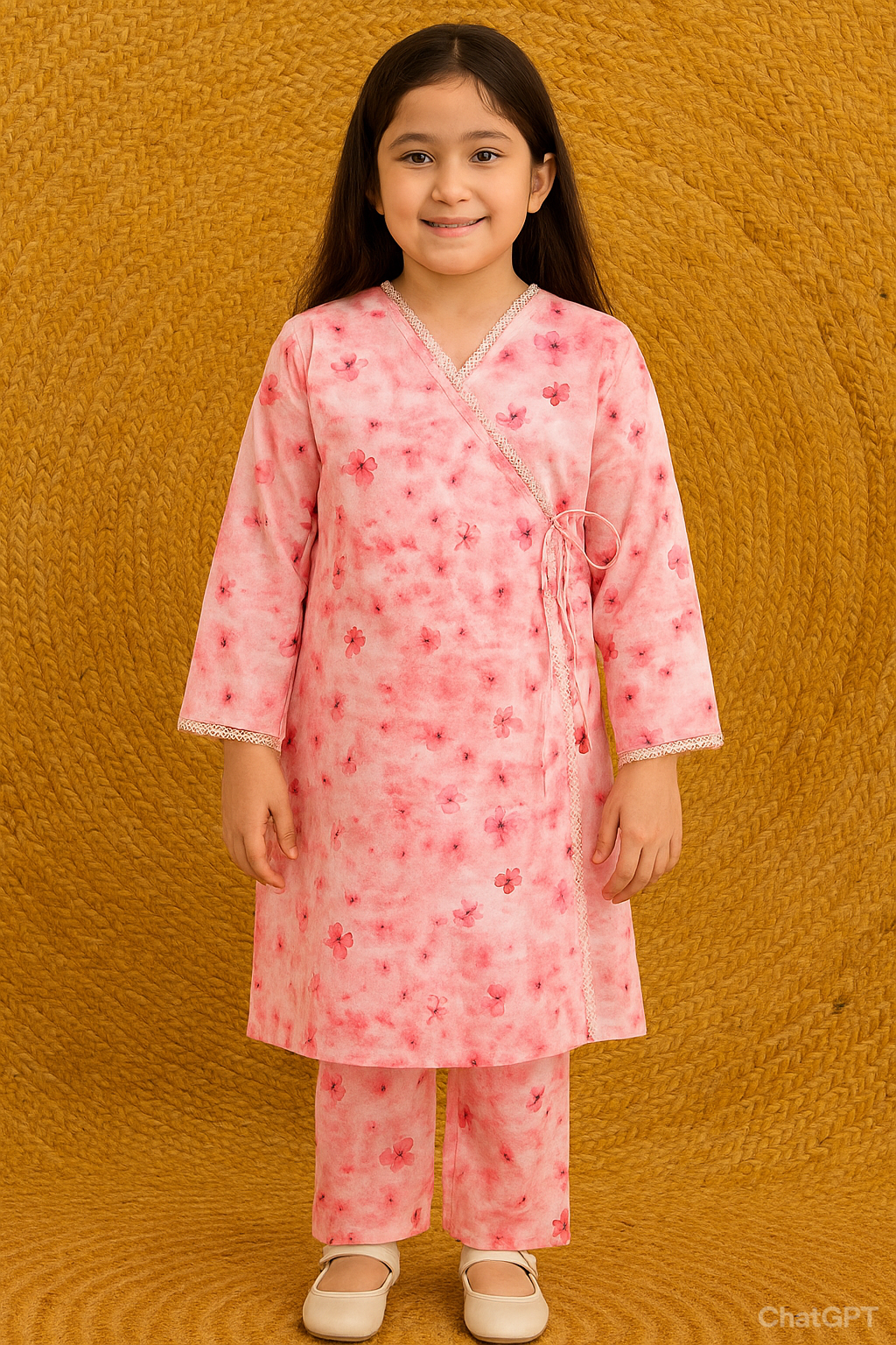 Hiba Fashion Pink Angrakha Style 2 PC Lawn Suit (BSCS-002)